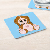 子犬を小石にする スクエアペーパーコースター (アングル)