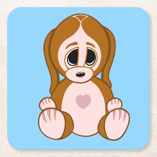 子犬を小石にする スクエアペーパーコースター (正面)