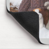 子犬を持つ冬のテディの兄弟 マウスパッド (コーナー)