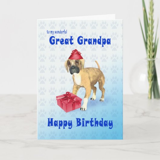 子犬を持つ素晴らしおじいちゃんの誕生日カード カード (正面)