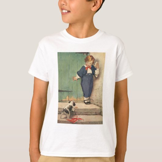 子犬を連れた少年 Tシャツ (正面)