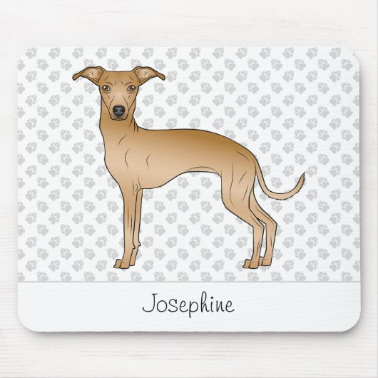 子犬イタリアングレイハウンド可愛い犬と名前をカスタムする マウスパッド (正面)