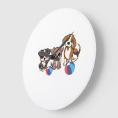 子犬イラスト壁掛け時計 ラージ壁時計 (傾斜)