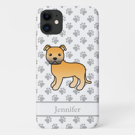 子犬イラスト スタッフィー 名前入り Case-Mate iPhoneケース (裏面)