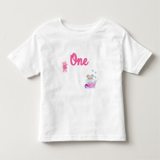 子犬インバスタブ1歳オールドガール誕生日カスタム トドラーTシャツ (正面)