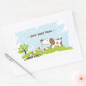 子犬オーガニック惑星ステッカー 長方形シール (封筒)