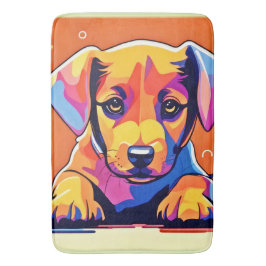 子犬カラフルのアートワーク バスマット