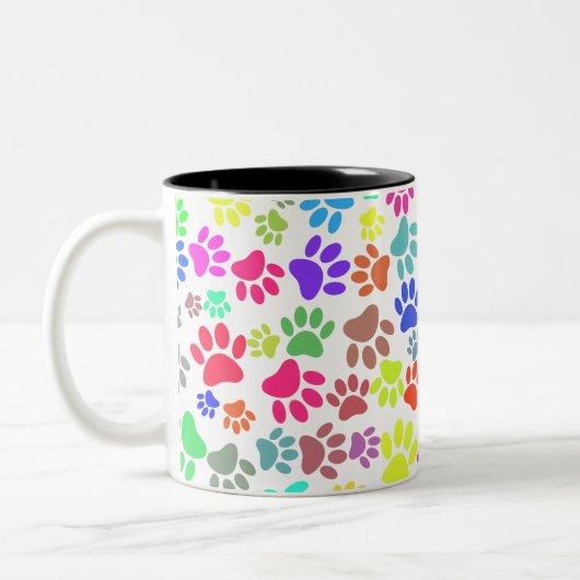 子犬カラフルの前足のパターン ツートーンマグカップ (左)