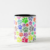 子犬カラフルの前足のパターン ツートーンマグカップ (中央)