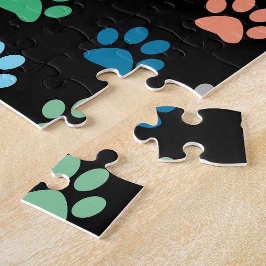 子犬カラフルの足が黒く印刷される ジグソーパズル (側面)