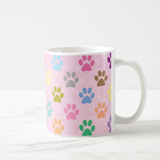 子犬カラフルの足の印刷パターン コーヒーマグカップ (右)