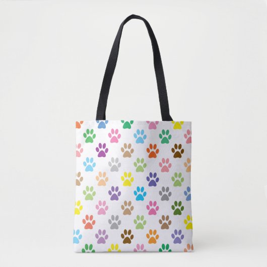 子犬カラフルの足の印刷パターン トートバッグ (正面)