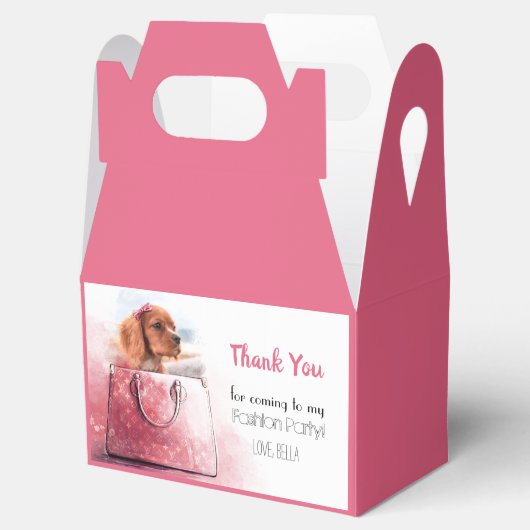 子犬ガール誕生日水色パーティーフォトペット フェイバーボックス (オープン)