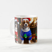 子犬クリスマスギフトコーヒーマグホリデー コーヒーマグカップ (正面左)