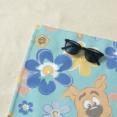 子犬スクービードゥー花模様 ビーチタオル