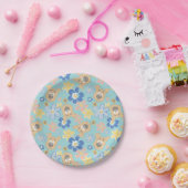 子犬スクービードゥー花模様 ペーパープレート (パーティー)