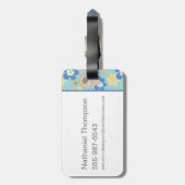 子犬スクービードゥー花模様 ラゲッジタグ (裏面縦)