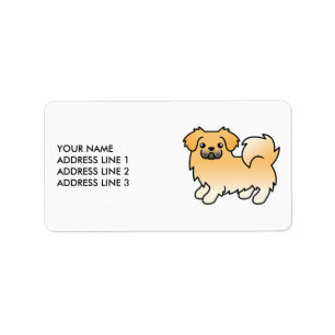 子犬チベットン・スパニエル かわいい カートゥーン 犬 & テキスト ラベル
