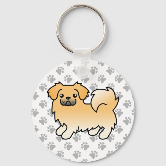 子犬チベット・スパニエル かわいいキャラクター犬 キーホルダー (正面)