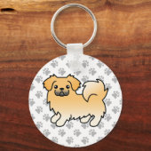 子犬チベット・スパニエル かわいいキャラクター犬 キーホルダー (正面)