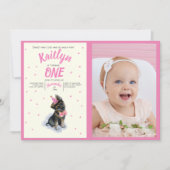 子犬🐶ドイツの羊飼いピンクの誕生日写真 招待状 (正面)