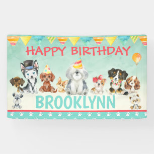 子犬ドッグポーティハッピーバースデーバナー 横断幕