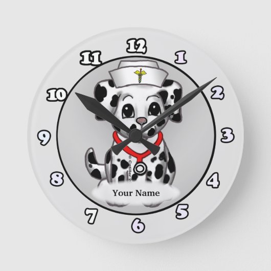 子犬ナース ラウンド壁時計 (正面)