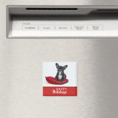 子犬ハッピーホリデイズペットフォトレッド マグネット (インサイチュ (食洗機))