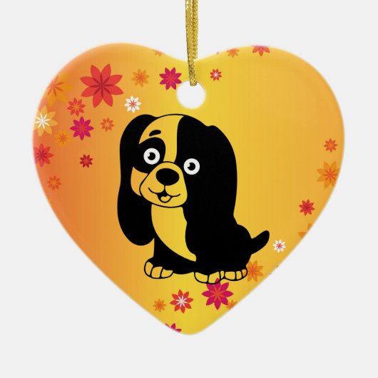 子犬ハートオーナメント セラミックオーナメント (正面)