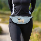 子犬パグドッグかわいい漫画の犬のイラストレーションブルー ファニーパック