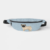 子犬パグドッグかわいい漫画の犬のイラストレーションブルー ファニーパック (正面)