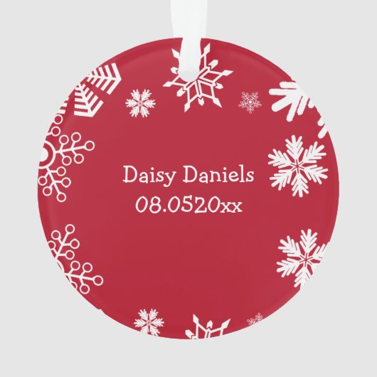 子犬パーソナライズされたの初めてのクリスマスクリスマス オーナメント (裏面)