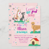 子犬パーティの招待状 招待状 (正面/裏面)