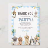 子犬パーティーの動物たちお誕生日おめでとう サンキューカード (正面)
