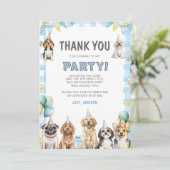 子犬パーティーの動物たちお誕生日おめでとう サンキューカード (スタンド正面)