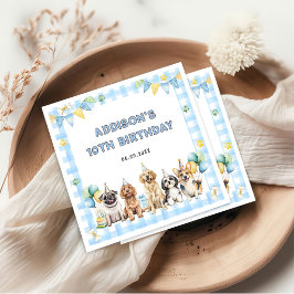 子犬パーティーの招待状 誕生日 スタンダードカクテルナプキン