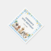 子犬パーティーの招待状 誕生日 スタンダードカクテルナプキン (角)