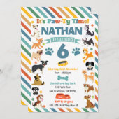 子犬パーティーアニマルズの誕生日 招待状 (正面/裏面)