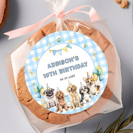 子犬パーティー動物の誕生日 ラウンドシール