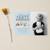 子犬パーティー動物誕生日写真 招待状