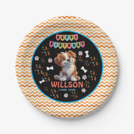 子犬パーティー誕生日 | かわいいキッズドッグテーマ ペーパープレート