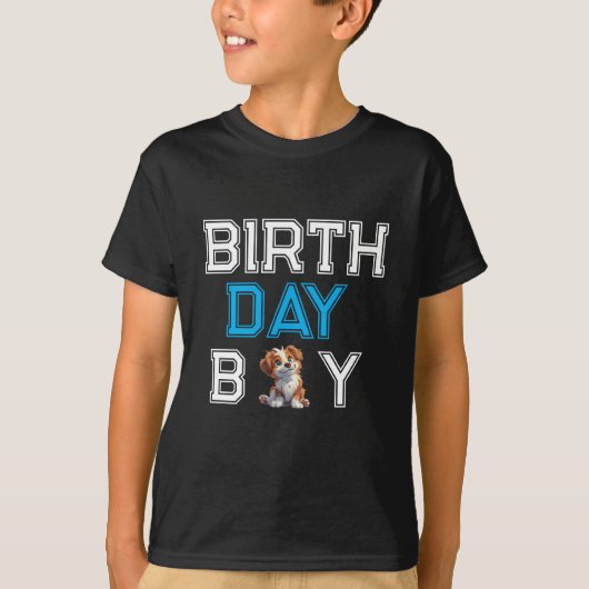 子犬パーティー誕生日 | かわいい子ども犬 Tシャツ (正面)