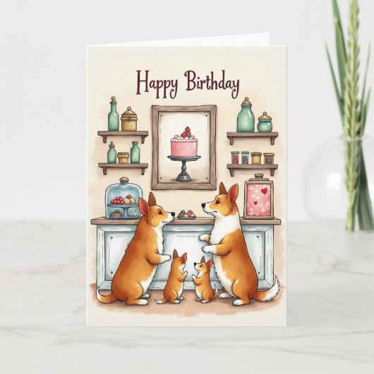 子犬パーティー 誕生日カード カード (正面)
