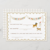 子犬パーティ養子縁組証明書 招待状 (正面/裏面)