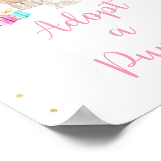 子犬ピンクの女の子は子犬のサインを採用 ポスター (角)