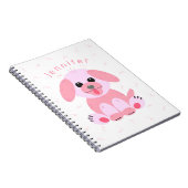 子犬ピンクの漫画パーソナライズされたのシンプル ノートブック (右側)