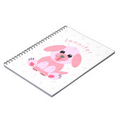 子犬ピンクの漫画パーソナライズされたのシンプル ノートブック (左側)