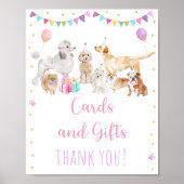 子犬ピンクガール誕生日ギフトサイン ポスター (正面)