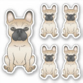 子犬フランスのブルドッグかわいい漫画の犬のイラスト シール (正面)