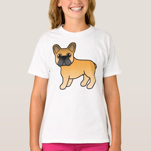 子犬フランスのブルドッグかわいい漫画の犬 Tシャツ (正面)